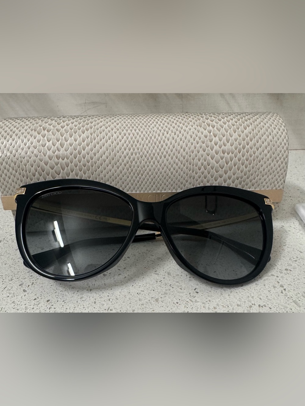 Authentic Jimmy Choo Axelle/G/S Black Crystal Sunglasses